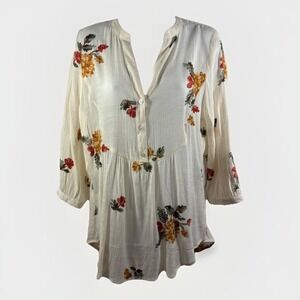 Figueroa & Flower Blouse Sz M Estilo Gauzy Floral Embroidery Boho Chic